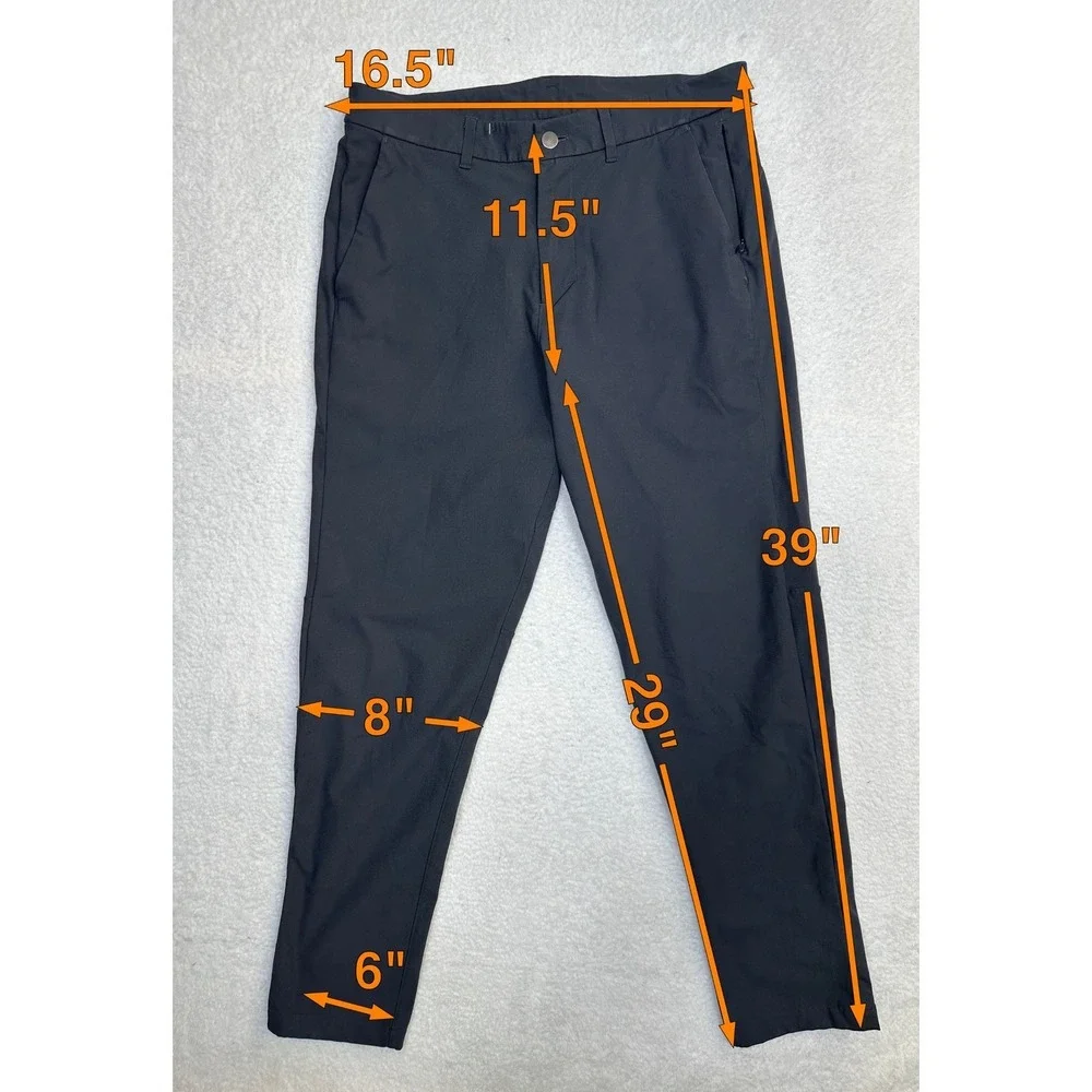 Lululemon Athletica Men 32 Performance Stretch Pants gray Flat Front‎ Zip Pocket